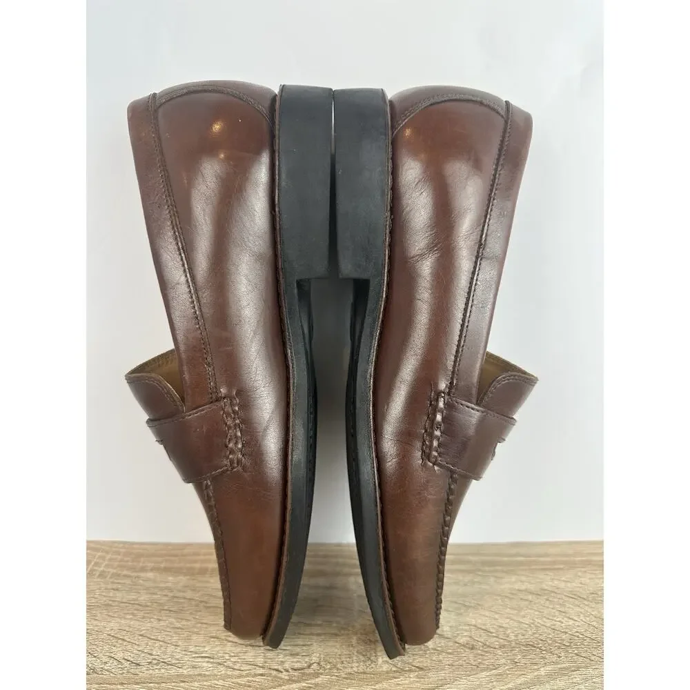 Johnston & Murphy Mens 9M Brown Leather Penny Loafers Slip On Dress Shoes